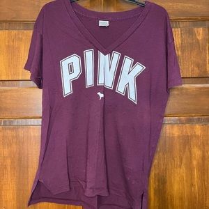PINK Women’s Oversize Maroon Tshirt Small